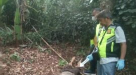 Polisi sedang melakukan olah TKP.