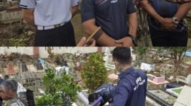 Petugas dan warga binaan Rumah Tahanan Negara Salatiga menggelar kerja bakti di makam Cungkup dan mushala Al Mana.