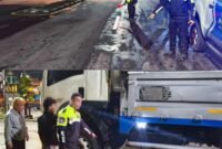 Satlantas Polres Salatiga melakukan olah TKP di Persimpangan Gamol, JLS.