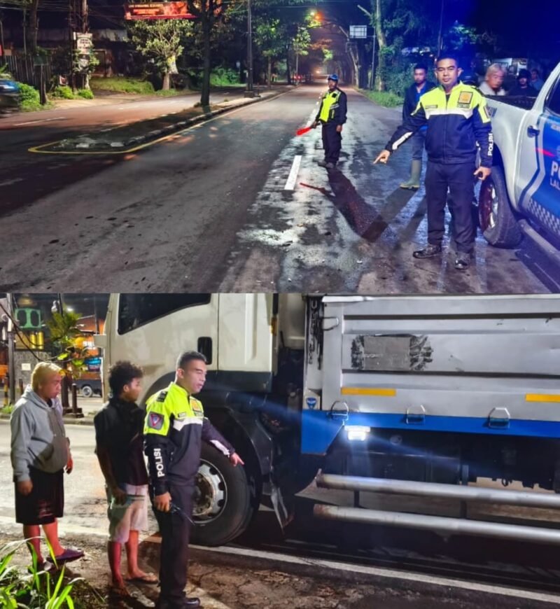 Satlantas Polres Salatiga melakukan olah TKP di Persimpangan Gamol, JLS.