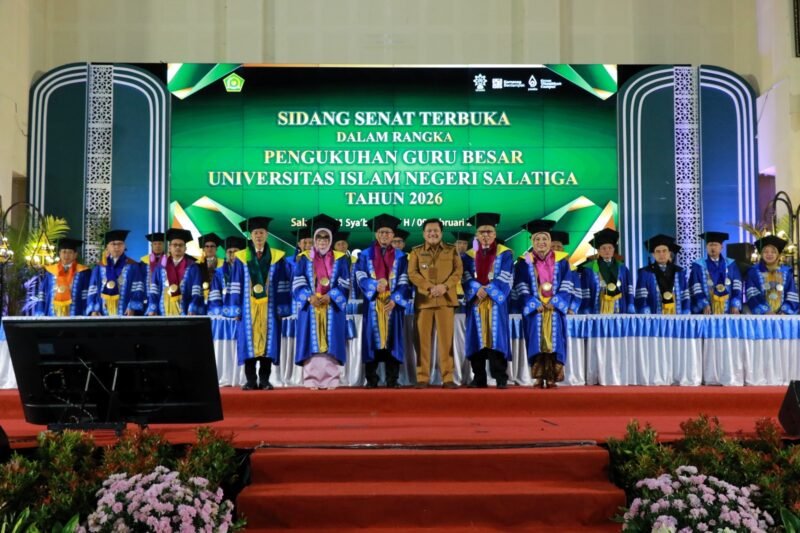 Pengukuhan tiga guru besar UIN Salatiga dalam Sidang Terbuka tahun 2026.