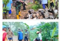 Anggota Koramil 10/Sumowono bergerak cepat tanggap darurat di dua daerah yang terkena bencana.