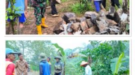 Anggota Koramil 10/Sumowono bergerak cepat tanggap darurat di dua daerah yang terkena bencana.