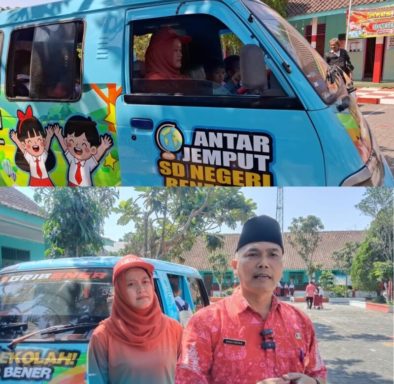 Mobil antar jemput SD Negeri Bener 01 hasil patungan para guru.